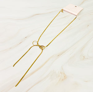 Long Drop Herringbone Bow Necklace-1