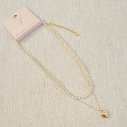 Pearls And Heart Locket Layered Necklace-3 width=100 