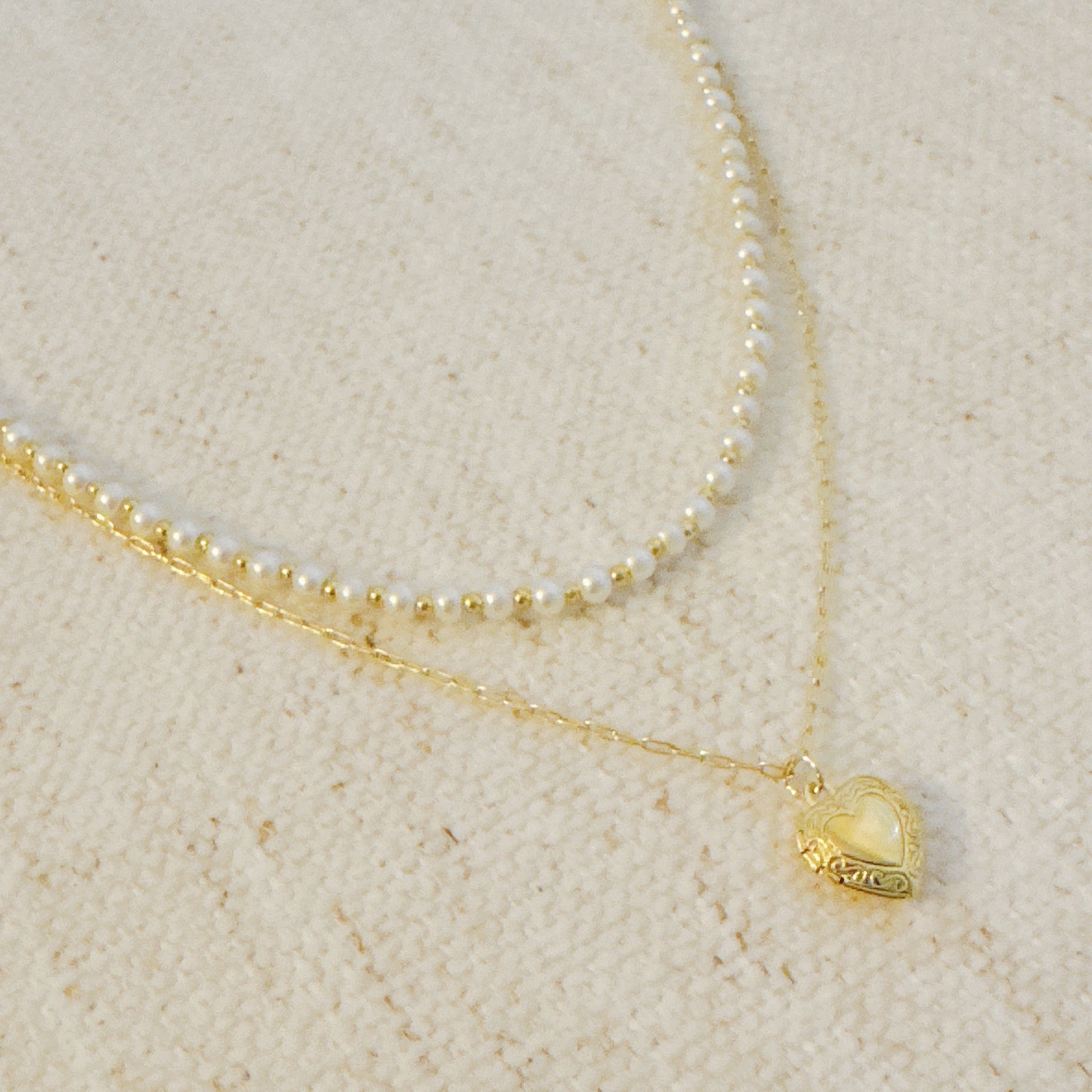 Pearls And Heart Locket Layered Necklace-1