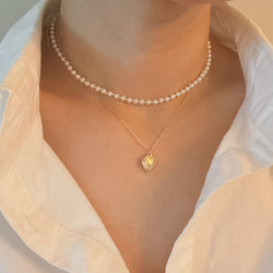 Pearls And Heart Locket Layered Necklace-2 width=100 