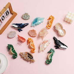 PAWSOME PETS NEW YORK Hand-painted OCEAN Claw Hair Clip #17 | Eco-Friendly-1 width=100 