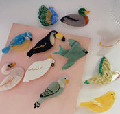 PAWSOME PETS NEW YORK Hand-painted BIRDS COLLECTION Hair Clip # 1 | Eco-Friendly-1 width=100 