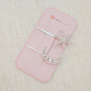 Shining Moon And Star Bobby Pin Set Of 2-1