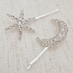 Shining Moon And Star Bobby Pin Set Of 2-0