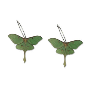 "Susie" Green Moth Earrings