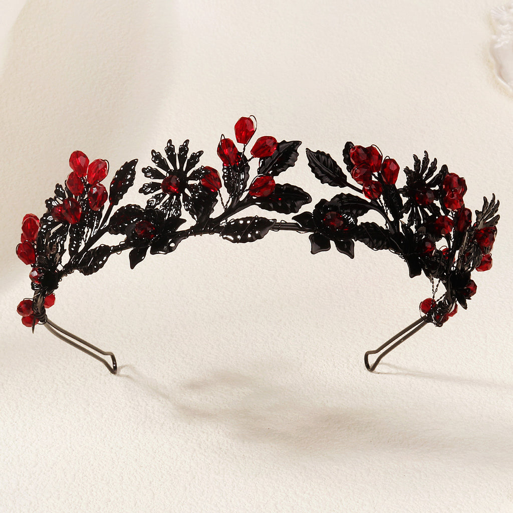 Dark Style Black And Red Crystal Headband