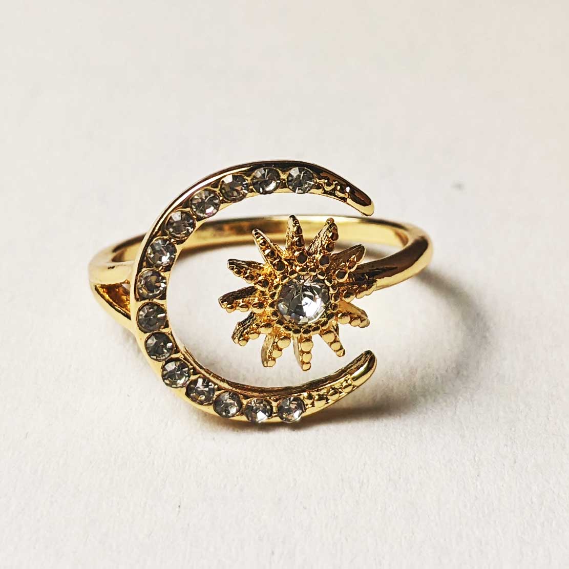 "Luna" Golden Moon and Star Ring