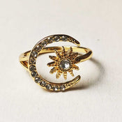 "Luna" Golden Moon and Star Ring width=100 