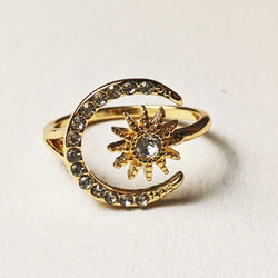 "Luna" Golden Moon and Star Ring width=100 