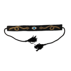 "Lumina" Beaded Snake Belt - Black