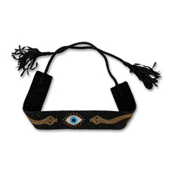 "Lumina" Beaded Snake Belt - Black
