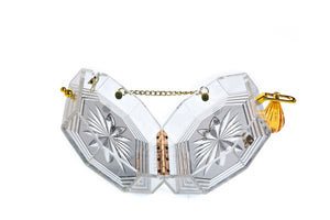 Perfume Bottle Clear Flower Cut Acrylic Box Clutch-Gray-3