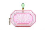 Perfume Bottle Clear Flower Cut Acrylic Box Clutch-Pink-0
