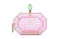 Perfume Bottle Clear Flower Cut Acrylic Box Clutch-Pink-0 width=100 