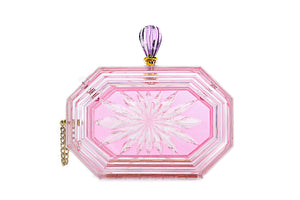 Perfume Bottle Clear Flower Cut Acrylic Box Clutch-Pink-2