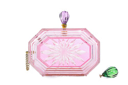 Perfume Bottle Clear Flower Cut Acrylic Box Clutch-Pink-3 width=100 