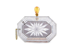 Perfume Bottle Clear Flower Cut Acrylic Box Clutch-Gray-0