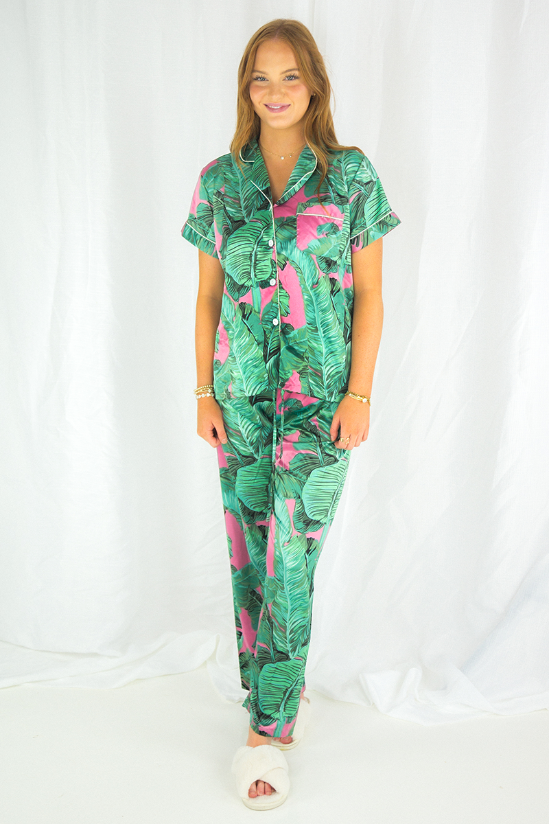 Pink Banana Leaf Pants set-1