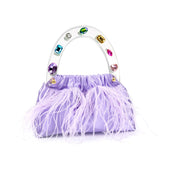 Regal Purple Diamond-Adorned Feather Acrylic Top Handle Bag-2 width=100 