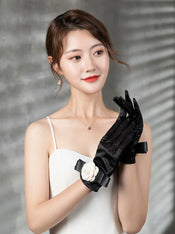 "Sabina" Camellia Satin Gloves width=100 