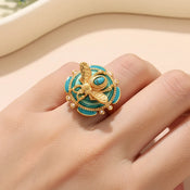 "Aurellia" Green Bee Ring width=100 