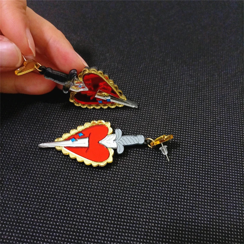 "Osburga" Heart Sword Earrings