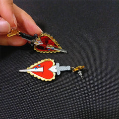 "Osburga" Heart Sword Earrings