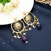 "Selune" Moon Sun Earrings width=100 