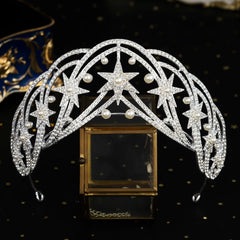 "Editha" Rhinestone Pearl Tiara