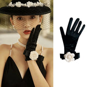 "Sabina" Camellia Satin Gloves width=100 