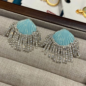 "Azurine" Blue Dress Earrings width=100 