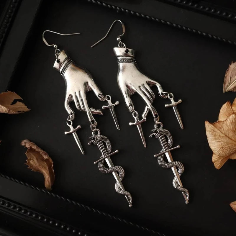 "Morwynelle" Dagger Snake Earrings