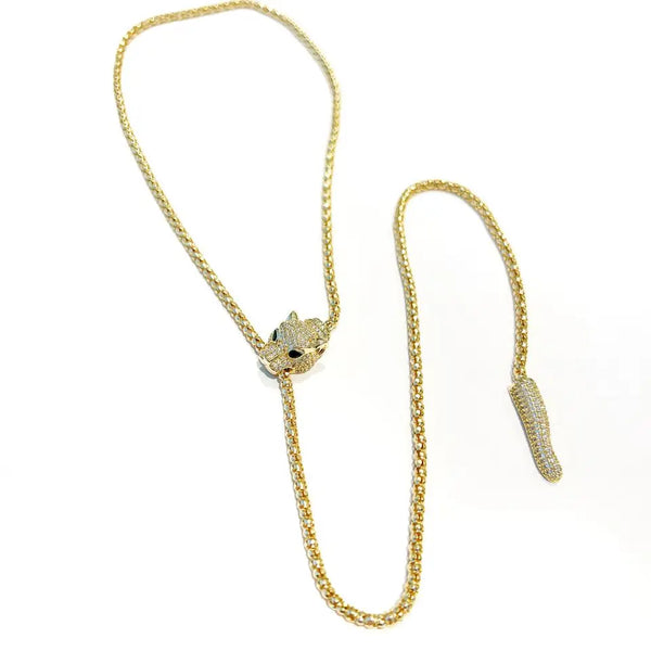 "Leontios" Leopard Lariat Necklace