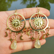 "Selune" Moon Sun Earrings width=100 