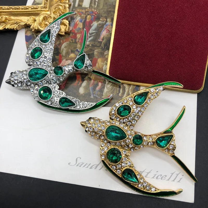 "Clarissa" Rhinestone Swallow Brooch