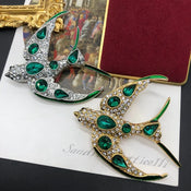 "Clarissa" Rhinestone Swallow Brooch width=100 