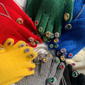 "Gemelion" Rhinestone Wool Gloves width=100 