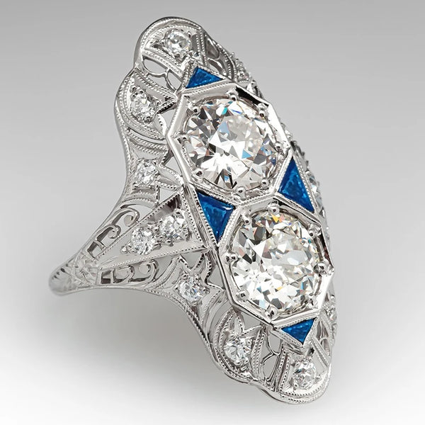 "Isadora" Blue Enamel Ring