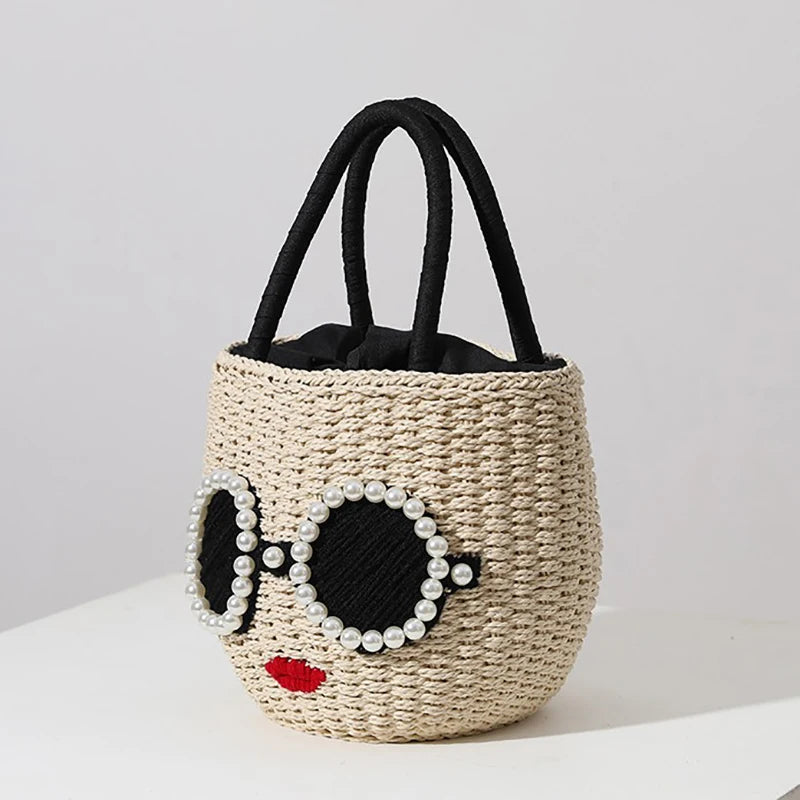 "Carenza" Red Lips Woven Bag