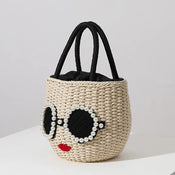 "Carenza" Red Lips Woven Bag width=100 