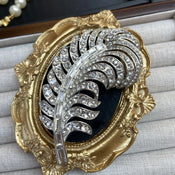 "Alarion" Rhinestone Feather Brooch width=100 