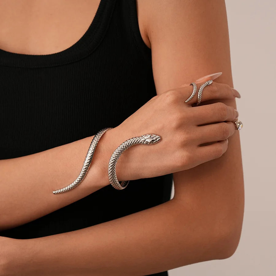 "Ethelaira" Snake Bracelet Ring Set