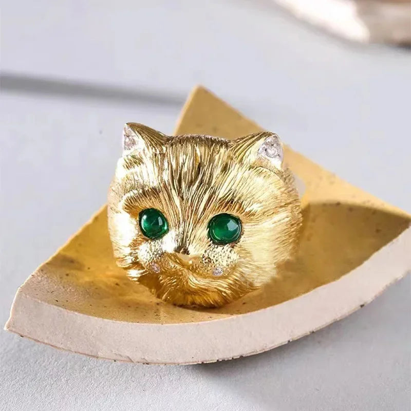 "Audriana" Adjustable Cat Head Ring