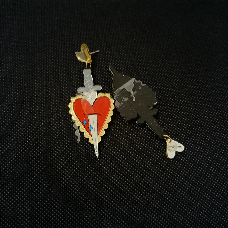 "Osburga" Heart Sword Earrings