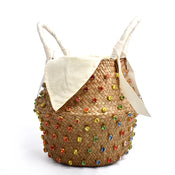 "Isabetta" Pearl Straw Tote width=100 