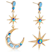 "Euphyssa" Asymmetric  Celestial Earrings width=100 