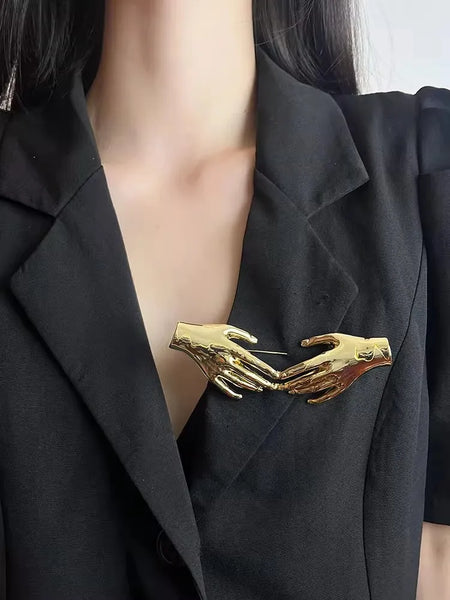 "Andriennea" Metal Hands Brooch