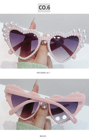 "Lallia" Pearl Heart Sunglasses width=100 