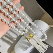 "Perloria" Pearl Tassel Necklace width=100 