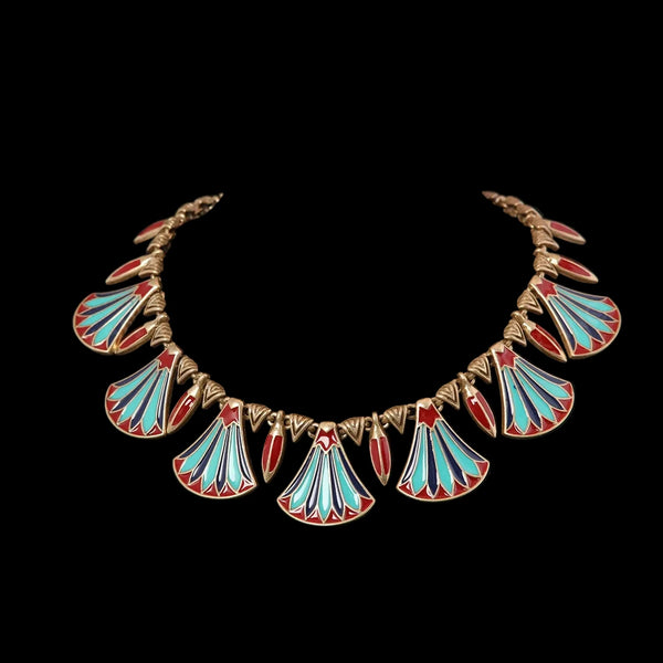 "Fanara" Enamel Fan Necklace